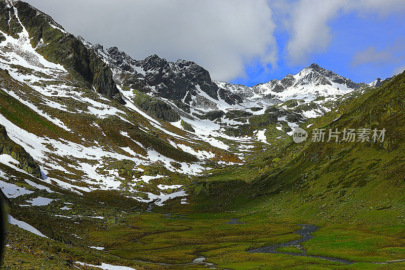 奥地利Tirol景观，Hohe Tauern河，KAUNERTAL冰川路